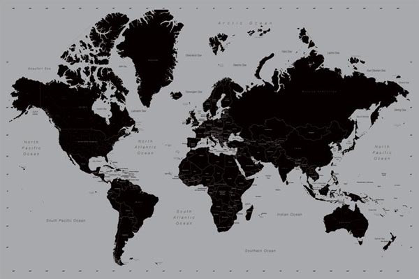 WORLD MAP SILVER