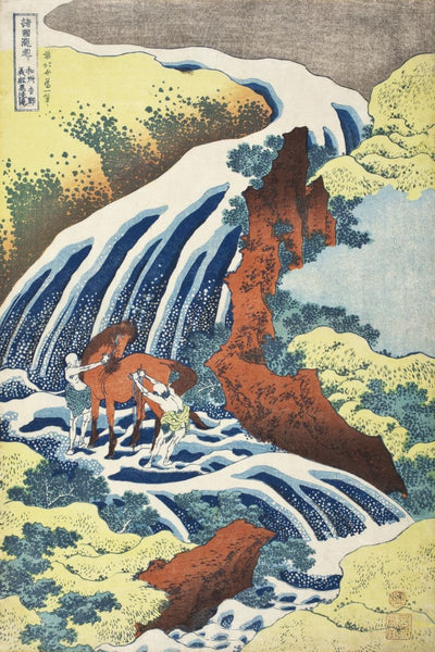 JAPANESE WATERFALL WITH HORSE
