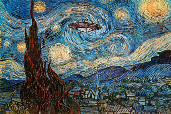 UFO Sighting on Starry Night