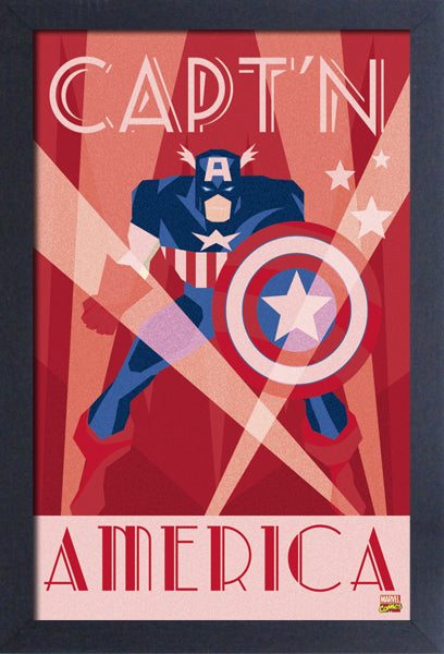 Captain America Art Deco Framed Gelcoat