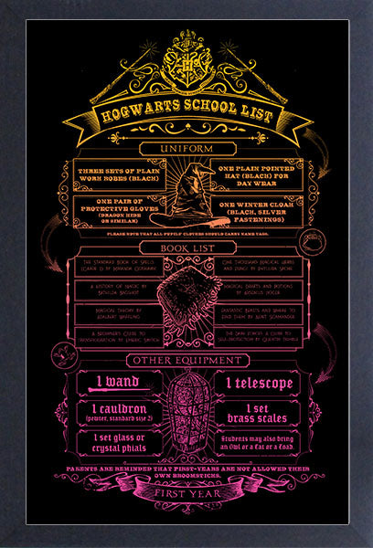 Harry Potter - School List Framed Gelcoat