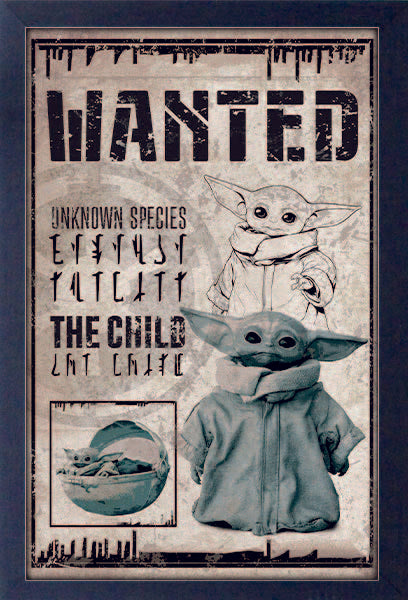 Mandalorian Child Wanted Framed Gelcoat